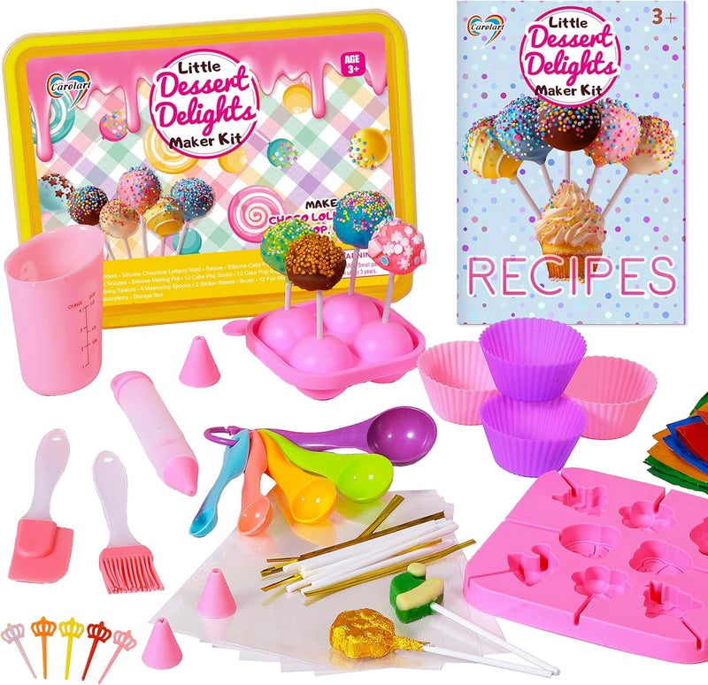 Carrollar Cake Pop Kit,Kids Baking Sets for Kids,Lollipop Making Kit for Girls,Chocolate and Cupcake Making Includes Silicone Cake Pop Mold for Christmas and Halloween,Carolar - Image 1